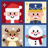 Cute Christmas Cartoon Characters Illustration Flat Style vector