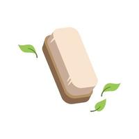 Wooden brush with leaves. Personal hygiene, sustainable lifestyle, zero waste, ecological concept. Vector illustration in cartoon style. Recycling, waste management, ecology, sustainability.