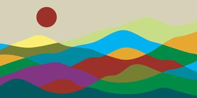 color de las montañas, ondas translúcidas, forma de vidrio abstracto, fondo moderno, ilustración vectorial de diseño vector