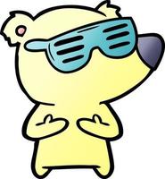 lindo oso de dibujos animados con gafas vector