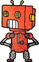 Retro grunge texture cartoon cute robot vector