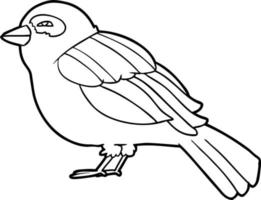 Line drawing cartoon cute bird vector