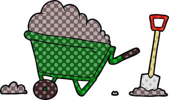 Cartoon cute wheelbarrow vector