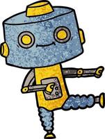 Retro grunge texture cartoon robot vector