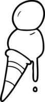 Line drawing cartoon ice cream vector