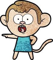 Retro grunge texture cartoon monkey shocked vector