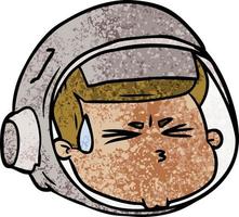 cabeza de astronauta de dibujos animados de textura grunge retro vector