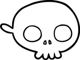 Line drawing cartoon cute skull vector