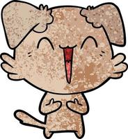Retro grunge texture cartoon dog laughing vector