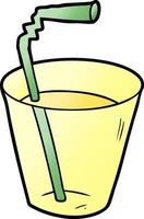 Cartoon glass of water with straw vector