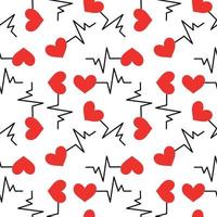 Seamless pattern with heartbeat symbol vector