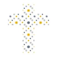 cross with spring flowers in minimalistic style vector