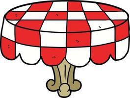 Cartoon cafe table with checked tablecloth vector