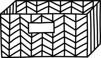 Wicker storage box. Wicker box sketch. vector illustration in doodle style.