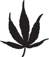 Black cannabis leaf. Silhouette of cannabis vector