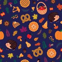 Autumn Thanksgiving seamless pattern. Thanksgiving and forest background. vector