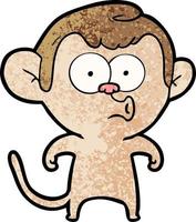 Retro grunge texture cartoon monkey whistling vector