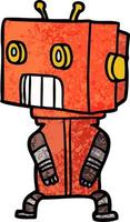 Retro grunge texture cartoon cute robot vector