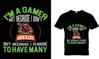 I'm a gamer ...T-shirt design template vector