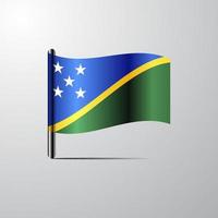 Solomon Islands waving Shiny Flag design vector