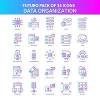 25 Blue and Pink Futuro Data Organization Icon Pack vector