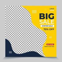 Trendy square Winter fashion sale  mega offer discount post  templates. winter sale social media post banner design and web internet ads. vector