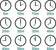 Clock with time intervals, vector icons.