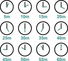 Clock with time intervals, vector icons.