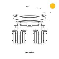 TORI GATE Monument World Travel Natural illustration Background in Line Style vector