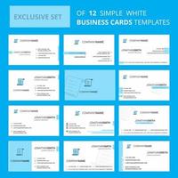 Set of 12 Text document Creative Busienss Card Template Editable Creative logo and Visiting card background vector