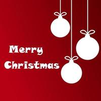 bolas de navidad blancas sobre fondo rojo. tarjeta de felicitación de navidad. ilustración vectorial vector
