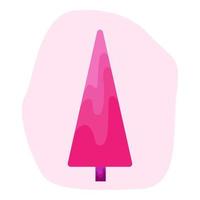 Pink christmas tree.Logo tree. Hand draw.Minimal vector illustration