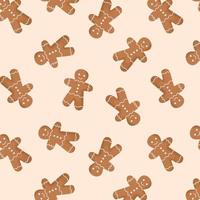 Christmas seamless background of gingerbread cookies.Christmas holiday cute background. Vector flat illustration