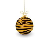 estampado de tigre en bolas de navidad sobre un fondo blanco.la bola vectorial se puede utilizar en diseños navideños.ilustración vectorial vector