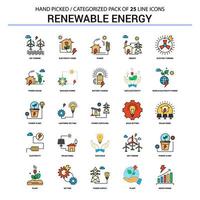 Renewable Energy Flat Line Icon Set Business Concept Icons Design vector