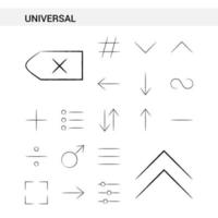 Universal hand drawn Icon set style isolated on white background Vector