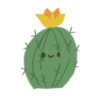 cacto bonito desenhado à mão com cor verde png