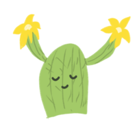 carino cactus disegnato a mano con verde colore png