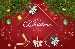 Christmas banner, Xmas sparkling lights garland with gifts box vector