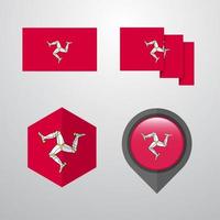 Isle of Man flag design set vector