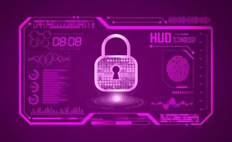 Modern HUD Technology Screen Background with lock vector