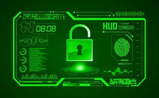 Modern HUD Technology Screen Background with lock vector