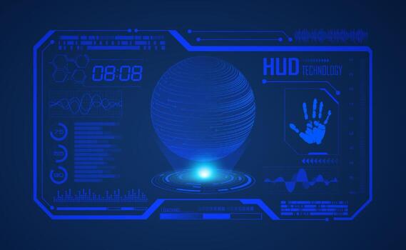 Modern HUD Technology Screen Background with globe vector