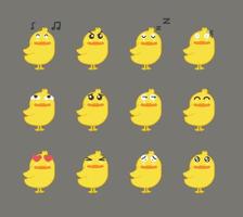 Cartoon duck emoji set vector