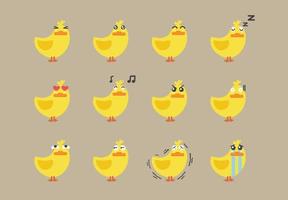 Cartoon duck emoji set vector