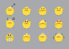 Cartoon duck emoji set vector