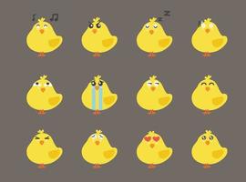 cartoon yellow chick character set vector