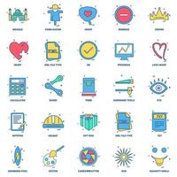 25 Business Concept Mix Flat Color Icon set vector