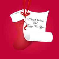 Christmas greeting concept with stocking and notepaper vector