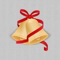 A Pair of gold bells with a red ribbon suitable for christmas vector